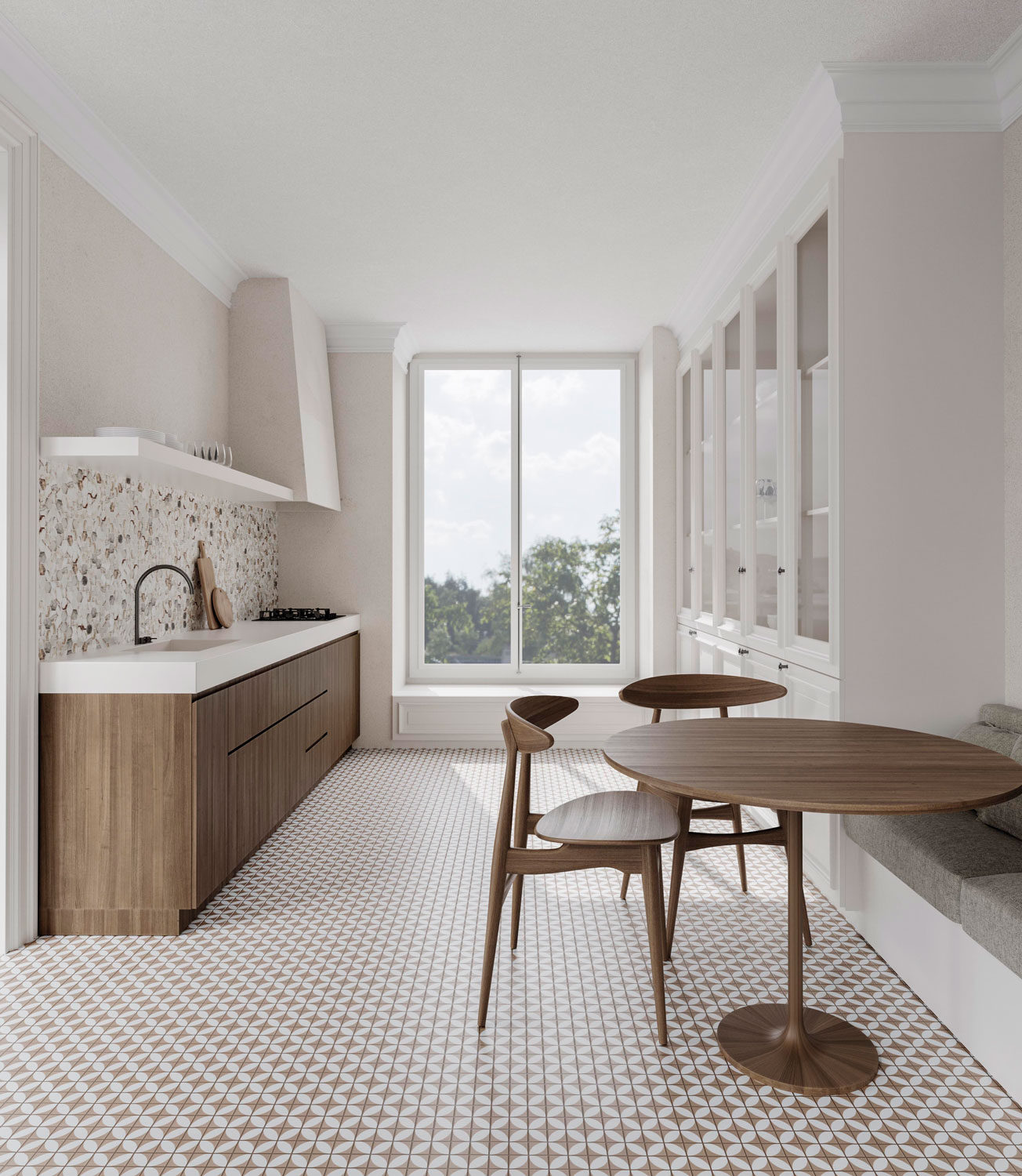 Penta Azalea Moka porcelain tiles in a styled interior